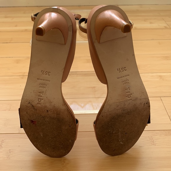 ๐ค๐ค Tibi Ilana Leather Stiletto Sandals - Sz 35.5 - Neutral Heel ๐ค๐ค - Picture 11 of 15